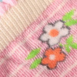Mustang Cotton Knit Ankle Length Socks with Stripe & Floral Design - Pink image 3