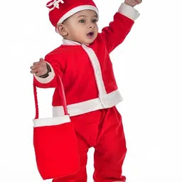 BookMyCostume Fleece Full Sleeves Santa Claus Costume Set With Goodies Bag - Red & White image 4