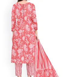 Simmu Women Printed Regular Pure Cotton Kurta with Churidar & Dupatta image 3