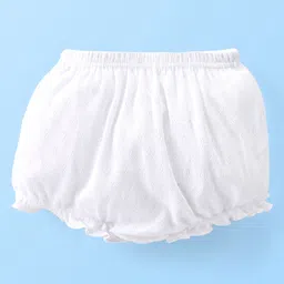 Babyhug 100% Cotton Knit Premium Pointelle Fabric Bloomers Pack Of 3 - White image 5