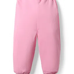 Babyhug Terry Knit Full Sleeves Hooded Sweatshirt & Lounge Pant Set With Text Print - Pink image 5