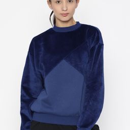 Puma Women Blue Solid Fabric Block Crew Sweatshirt-picture-36