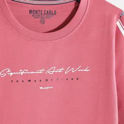 Monte Carlo Boys Peach-Coloured & White Typography Printed Sweatshirt image 3