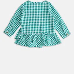 Pantaloons Baby Girls Blue Checked Peplum Top image 2