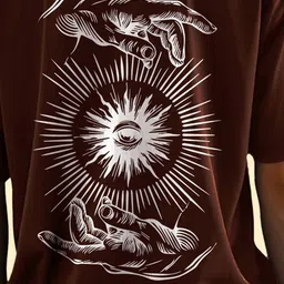 AUSK Graphic Printed Round Neck Drop Shoulder Sleeves Oversized Pure Cotton T-shirt image 2