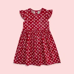 Pantaloons Junior Red Cotton Floral Print Dress-image-7