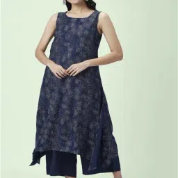 Rangmanch by Pantaloons Navy Printed Kurta Palazzo Set-image-25