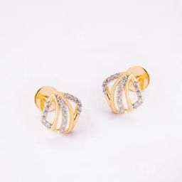P.N.Gadgil Jewellers Cubic Yellow Gold & Diamond Stud Earring For Women-picture-10