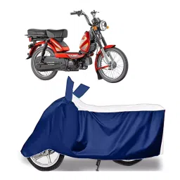 Auto Pearl Two Wheeler Cover for TVS XL 100 Heavy Duty - White, Blue-picture-43