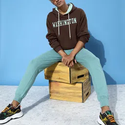 DILLINGER Men Typography Oversized Hooded Fleece Sweatshirt image 2