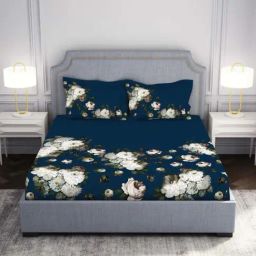 Spaces Poseidon Cotton 210 TC King Bed Sheet With Pillow Covers-picture-27