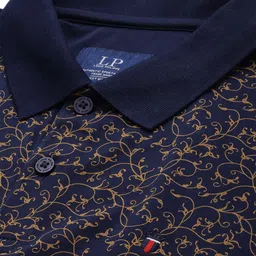 Louis Philippe Sport Floral Printed Polo Collar Pure Cotton Slim Fit T-shirt image 2