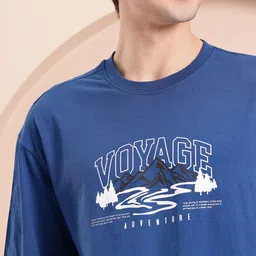 Mast & Harbour Typography Printed Drop-Shoulder Sleeves Pure Cotton T-shirt image 4