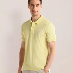U.S. Polo Assn. Men Solid Polo Collar Pure Cotton Slim Fit T-shirt image 3