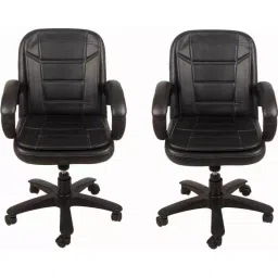 Mezonite Medium Back Leatherette Black Office Executive Chair (Pack of 2) KI061-image-10
