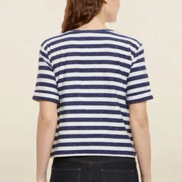 Miss Chase Navy & White Striped Top image 2