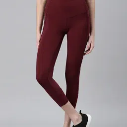 Enamor Maroon High Rise Sports Leggings-image-16