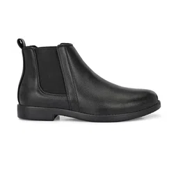 Roadster Men Black High-Top Solid Synthetic Leather Pointed Toe Chelsea Boots image 4