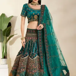 DESIGN ELEMENTS Embellished Sequinned Semi-Stitched Lehenga & Blouse With Dupatta-image-1
