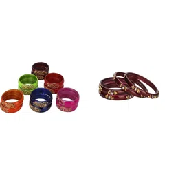 SOMIL Set Of 16 Glass Artificial Stones Studded Bangles-image-55