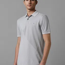 Louis Philippe Men Geometric Printed Polo Collar Cotton Slim Fit T-shirt image 3