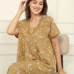 Sweet Dreams Abstract Printed Short Sleeves Regular Maxi Nightdress image 5