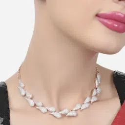 Zaveri Pearls Rose Gold Dazzling Cubic Zirconia Designer Necklace & Earring Set-ZPFK15208-picture-36