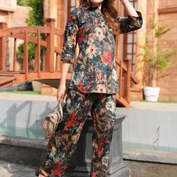 GOLDSTROMS Printed Mandarin Collar Three Fourth Sleeves Tunic With Trouser-picture-17