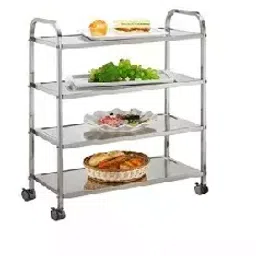SUWAS TROLLEY STORE 60 Kg Load Capacity Stainless Mild Steel/Iron Hotel Trolley with 3 Shelf, SU-SSMHT-HOTELT-004 image 1