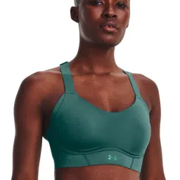 UNDER ARMOUR Teal Green Plain Sports Bra-image-1