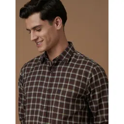 Allen Solly Brown Cotton Slim Fit Checks Shirt image 4