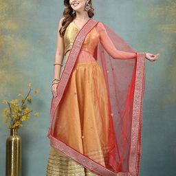 Clora Creation Ethnic Motifs Embroidered Dupatta with Beads and Stones-picture-17