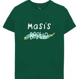 Zeezeezoo Half Sleeves Baby Theme Masi Bestie Text Printed Tee - Forest Green-picture-15