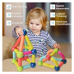 YAMAMA Magnetic Sticks Building Blocks Educational Stacking Toys With Magnetic Sticks Magnetic Balls And Magnetic Blocks For Kids 100 Pieces  Multicolor-image-34