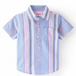 Babyhug Cotton Woven Half Sleeves Regular Collar Striped Shirt - Blue-picture-22