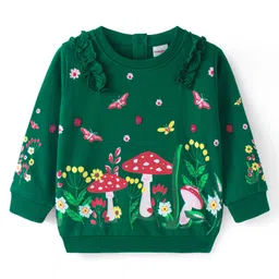 Babyhug Cotton Knit Full Sleeves  Sweatshirt With Butterfly Print & Frills Detailing - Green-image-85
