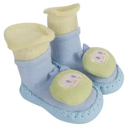 Kidofash Cotton Cartoon Applique Detailed Colour Blocked Sock Shoes - Blue-image-93