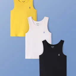 Pine Kids Cotton Lycra Knit Sleeveless Solid Sando Vests Pack of 3 (Color May Vary)-picture-22