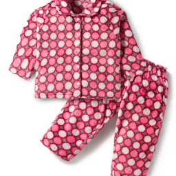 Kanvin Knit Full Sleeves Printed Winter Wear Co-ords Night Suit - Coral-image-31