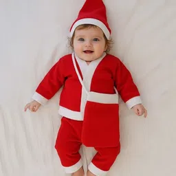 BookMyCostume Fleece Full Sleeves Santa Claus Costume Set With Goodies Bag - Red & White-picture-10