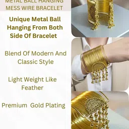 MANSIYAORANGE Set Of 2 Gold-Plated Artificial Beaded Cuff Bracelets image 2