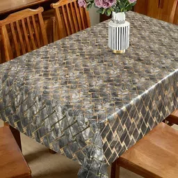 LooMantha Green Geometric Printed Waterproof Plastic 6-Seater Table Cover image 3