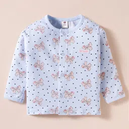 ToffyHouse Knitted Full Sleeves Co-ords Night Suit With Heart Print - Blue image 2