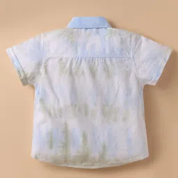 ToffyHouse Poplin Woven Half Sleeves Solid Shirt & Shorts With Bow & Suspender - White & Green image 3