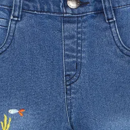 Pantaloons Baby Cotton Fish Embroidered Jeans - Blue image 5