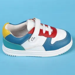 Babyoye Velcro Closure Casual Shoes With Lace Detailing - Blue & White image 4