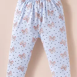 ToffyHouse Knitted Full Sleeves Co-ords Night Suit With Heart Print - Blue image 4