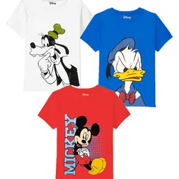 Disney By Miss and Chief Boys Pack of 3 Mickey Mouse Bio Finish Printed Cotton T-shirts-picture-16