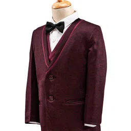 Babyhug Full Sleeves 4 Piece Party Suit With Bow - Maroon image 5