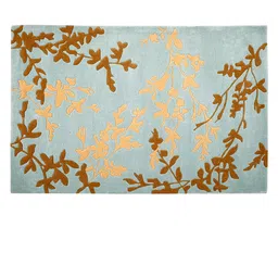 PRESTO Blue & Brown Printed Handmade Anti-Skid Woolen Carpet image 2